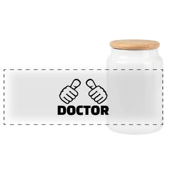 Doctor - Panoramic Cookie Jar with Wooden Lid - white - Front