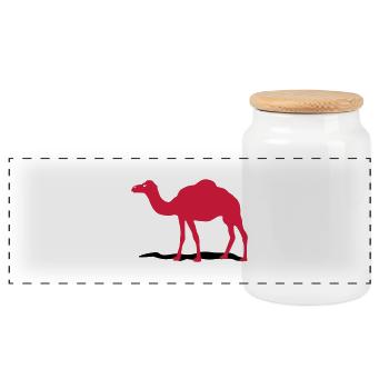 chameau - Boîte à biscuits avec couvercle en bois - blanc - Devant