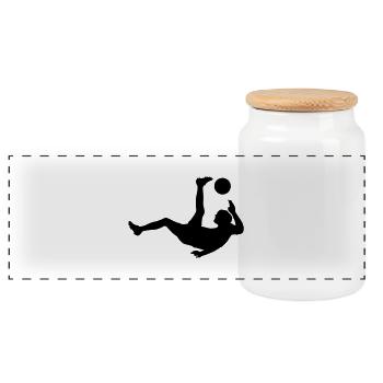 football - Panoramic Cookie Jar with Wooden Lid - white - Front