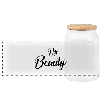 His beauty - Panoramic Cookie Jar with Wooden Lid - white - Front