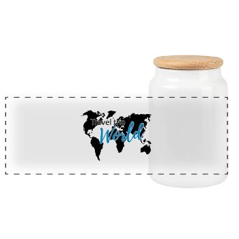 Travel the World 2c - Panoramic Cookie Jar with Wooden Lid - white - Front