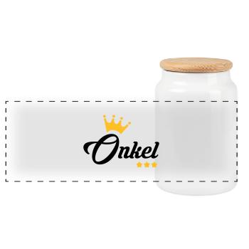 Onkel / Tante / Vetter / Cousin / Kusine - Panorama Keksdose mit Holzdeckel - Weiß - Vorne