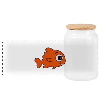 comic_fisch_01 - Boîte à biscuits avec couvercle en bois - blanc - Devant
