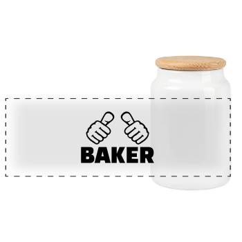 Bäcker - Panorama Keksdose mit Holzdeckel - Weiß - Vorne