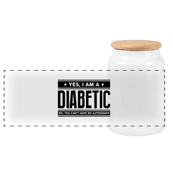 Yes I am a diabetic no you cant have aut - Panoramic Cookie Jar with Wooden Lid - white - Front