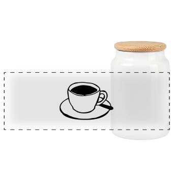 cup of coffee - Panoramic Cookie Jar with Wooden Lid - white - Front