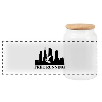 freerunning - Panoramic Cookie Jar with Wooden Lid - white - Front