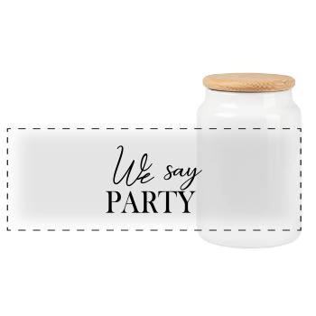 we_say_party - Panoramic Cookie Jar with Wooden Lid - white - Front