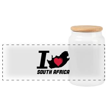 south_africa_i_love_02 - Panorama Keksdose mit Holzdeckel - Weiß - Vorne