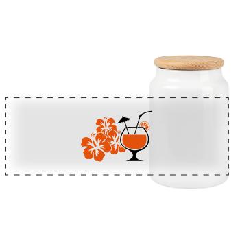 hawaii_blumen_cocktail - Boîte à biscuits avec couvercle en bois - blanc - Devant