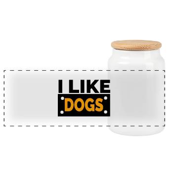 Canine - Boîte à biscuits avec couvercle en bois - blanc - Devant