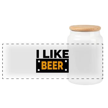 Bier - Panorama Keksdose mit Holzdeckel - Weiß - Vorne
