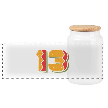 Burger Nummer 13 - 13 Jahre alt Geschenk zum 13. Geburtstag - Panorama Keksdose mit Holzdeckel - Weiß - Vorne