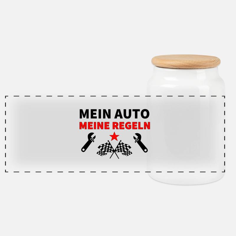 Auto - Panorama Keksdose mit Holzdeckel - Weiß