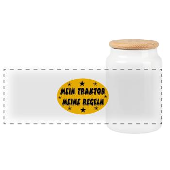 Traktor - Panorama Keksdose mit Holzdeckel - Weiß - Vorne