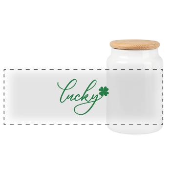 St. Patrick's Day Geschenk Kleeblatt Männer, Frauen, Kinder - Panorama Keksdose mit Holzdeckel - Weiß - Vorne