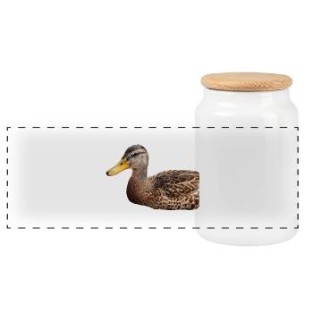 Ente Wildente Entchen Erpel Poster Geschenk - Panorama Keksdose mit Holzdeckel - Weiß - Vorne
