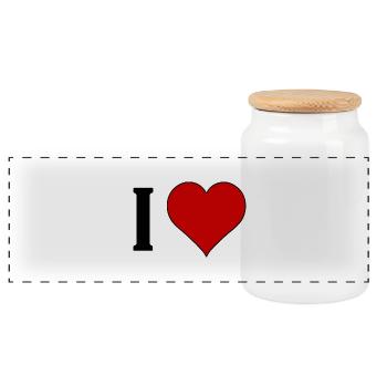 J’ai ♥️ .......... - Boîte à biscuits avec couvercle en bois - blanc - Devant