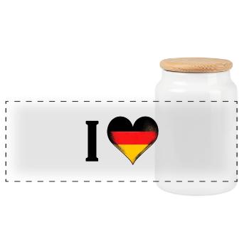 I ♥️ Germany | Ich liebe Deutschland - Panorama Keksdose mit Holzdeckel - Weiß - Vorne
