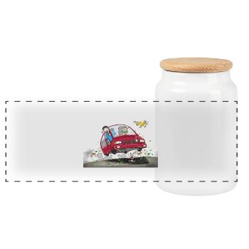 Des défenseurs de l’environnement en route vers le biotope - Boîte à biscuits avec couvercle en bois - blanc - Devant
