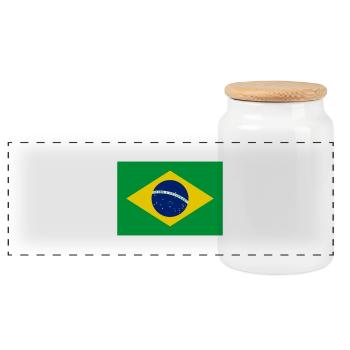 Brazil flag / Drapeau Brésil - Panoramic Cookie Jar with Wooden Lid - white - Front