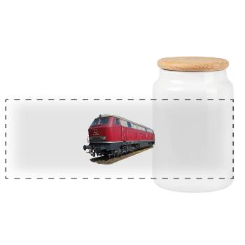 Locomotive DB216 - Panoramic Cookie Jar with Wooden Lid - white - Front