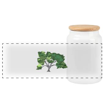 Oak - Panoramic Cookie Jar with Wooden Lid - white - Front