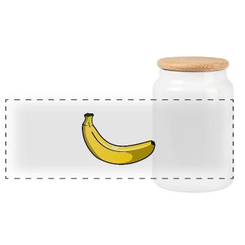 Banana - Panoramic Cookie Jar with Wooden Lid - white - Front