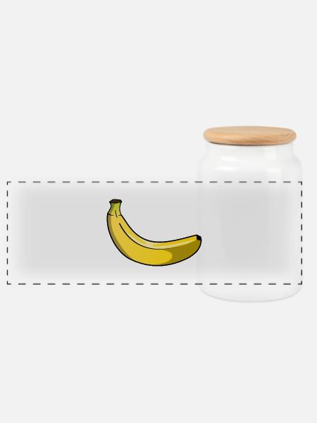 Banane - Panorama Keksdose mit Holzdeckel - Weiß