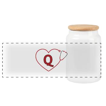 Lettre q stéthoscope - Boîte à biscuits avec couvercle en bois - blanc - Devant