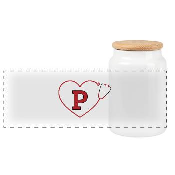 Stethoskop mit dem Buchstaben p - Panorama Keksdose mit Holzdeckel - Weiß - Vorne
