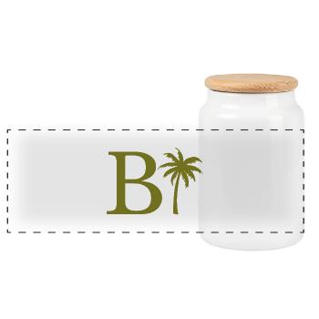 Lettre b vert Palm - Boîte à biscuits avec couvercle en bois - blanc - Devant