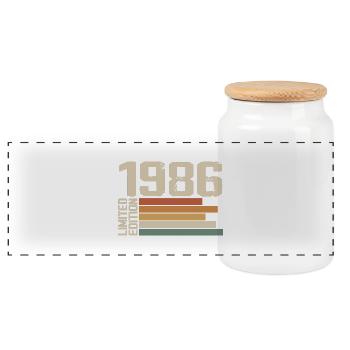 1986 Vintage - Retro 1986 Geburtstagsgeschenk 1986 - Panorama Keksdose mit Holzdeckel - Weiß - Vorne