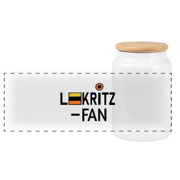 Lakritz Fan - Panorama Keksdose mit Holzdeckel - Weiß - Vorne