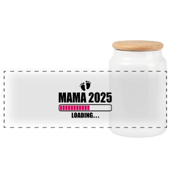 Mama 2025 - Panoramic Cookie Jar with Wooden Lid - white - Front
