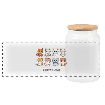Chat mignon chat amis drôle dicton cadeau - Boîte à biscuits avec couvercle en bois - blanc - Devant