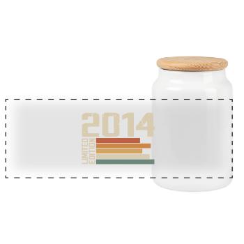 2014 Vintage - Retro 2014 Cadeau Anniversaire 2014 - Boîte à biscuits avec couvercle en bois - blanc - Devant