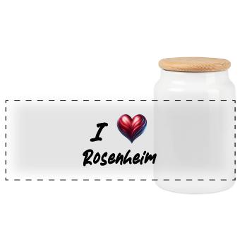 i love Rosenheim - Panorama Keksdose mit Holzdeckel - Weiß - Vorne