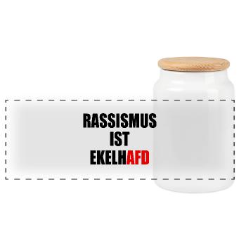 rassismus ist ekelhafd - Panorama Keksdose mit Holzdeckel - Weiß - Vorne