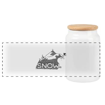 Schnee Berg - Panorama Keksdose mit Holzdeckel - Weiß - Vorne