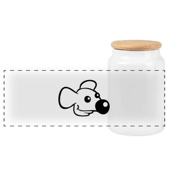 Mouse Big Nose Mouse Small Rat Rodent Cute - Panoramic Cookie Jar with Wooden Lid - white - Front