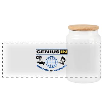 GENIUS IN - Panoramic Cookie Jar with Wooden Lid - white - Front