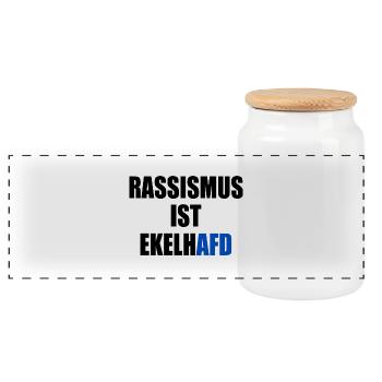 rassismus ist ekelhafd - Panorama Keksdose mit Holzdeckel - Weiß - Vorne