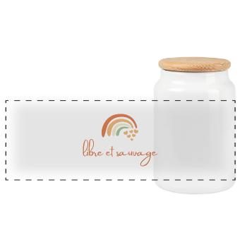 LIBRE ET SAUVAGE - Marque vêtements bio et recyclé - Boîte à biscuits avec couvercle en bois - blanc - Devant