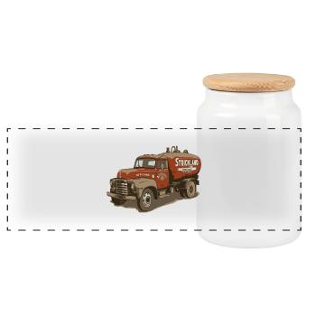 Strickland Propane 1997 - Panoramic Cookie Jar with Wooden Lid - white - Front