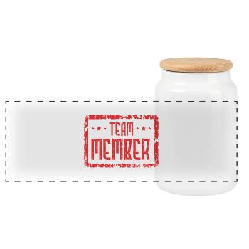 Cœur de membre de l’équipe - Boîte à biscuits avec couvercle en bois - blanc - Devant