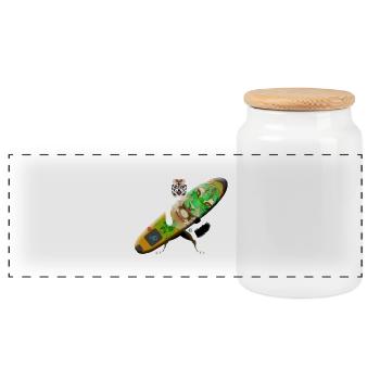 Kitesurfing 7 - Panoramic Cookie Jar with Wooden Lid - white - Front