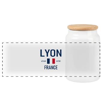 Lyon - France - France - Flag - Coordinates - Panoramic Cookie Jar with Wooden Lid - white - Front