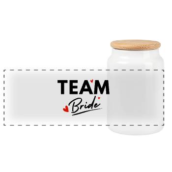 Team bride cœurs - cadeau la mariée - Boîte à biscuits avec couvercle en bois - blanc - Devant