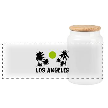 Los Angeles - Panoramic Cookie Jar with Wooden Lid - white - Front